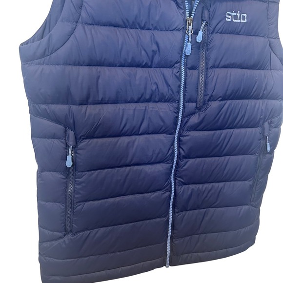 NEW Stio Mens Small Hometown Hooded Down Vest Mountain Shadow Blue - Picture 2 of 15